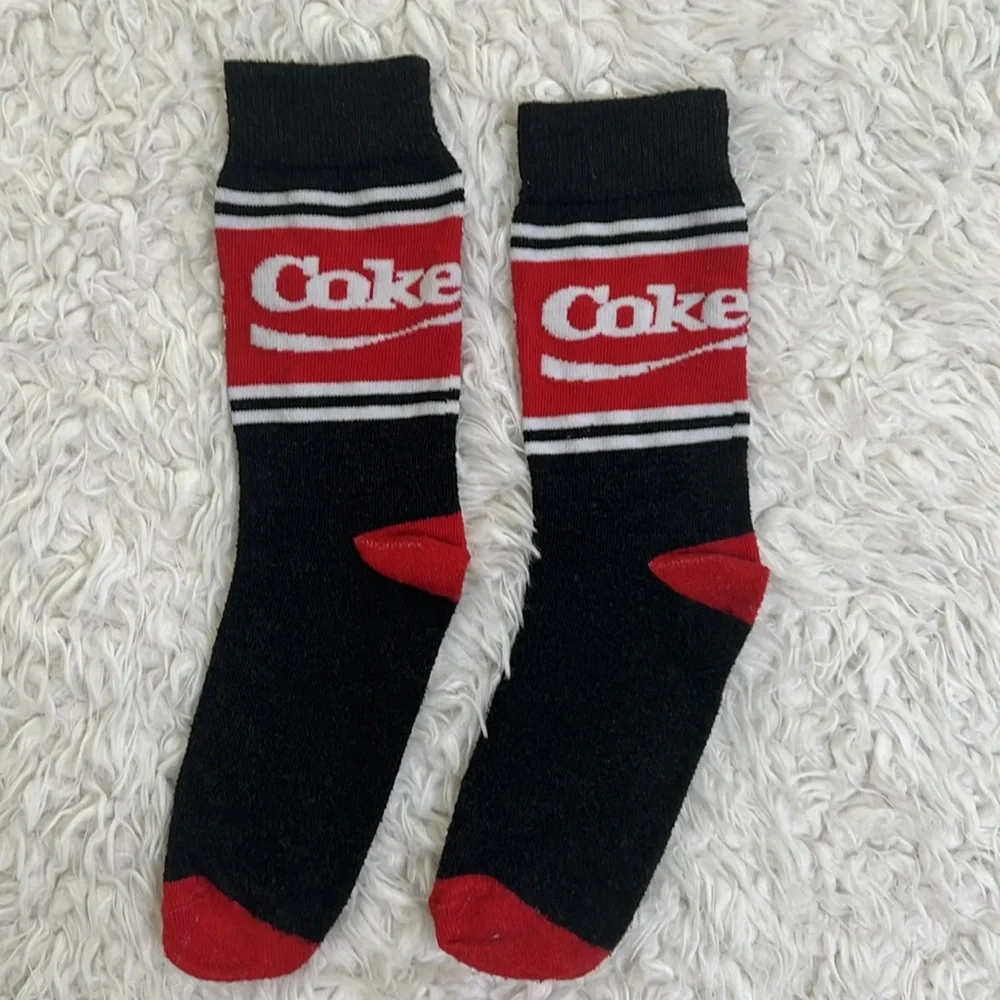 Coca-Cola Crew Socks Unisex Red Gray Black Loungewear Costume